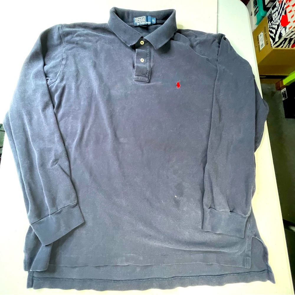 Mens Blue Long Sleeve Polo by Ralph Lauren Shirt